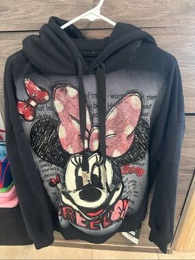 Minnie Mouse Sequin Appliqué Top - Pink & White size L